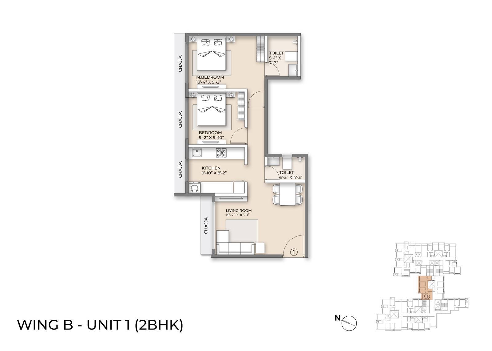 Wing B Floor Plan unit 1